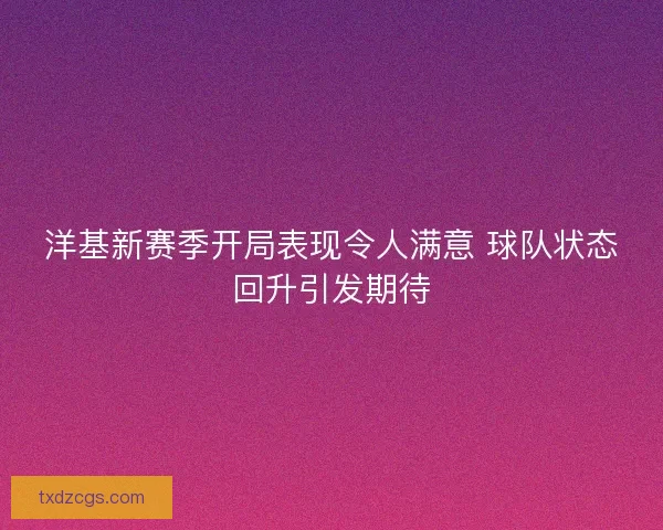 洋基新赛季开局表现令人满意 球队状态回升引发期待